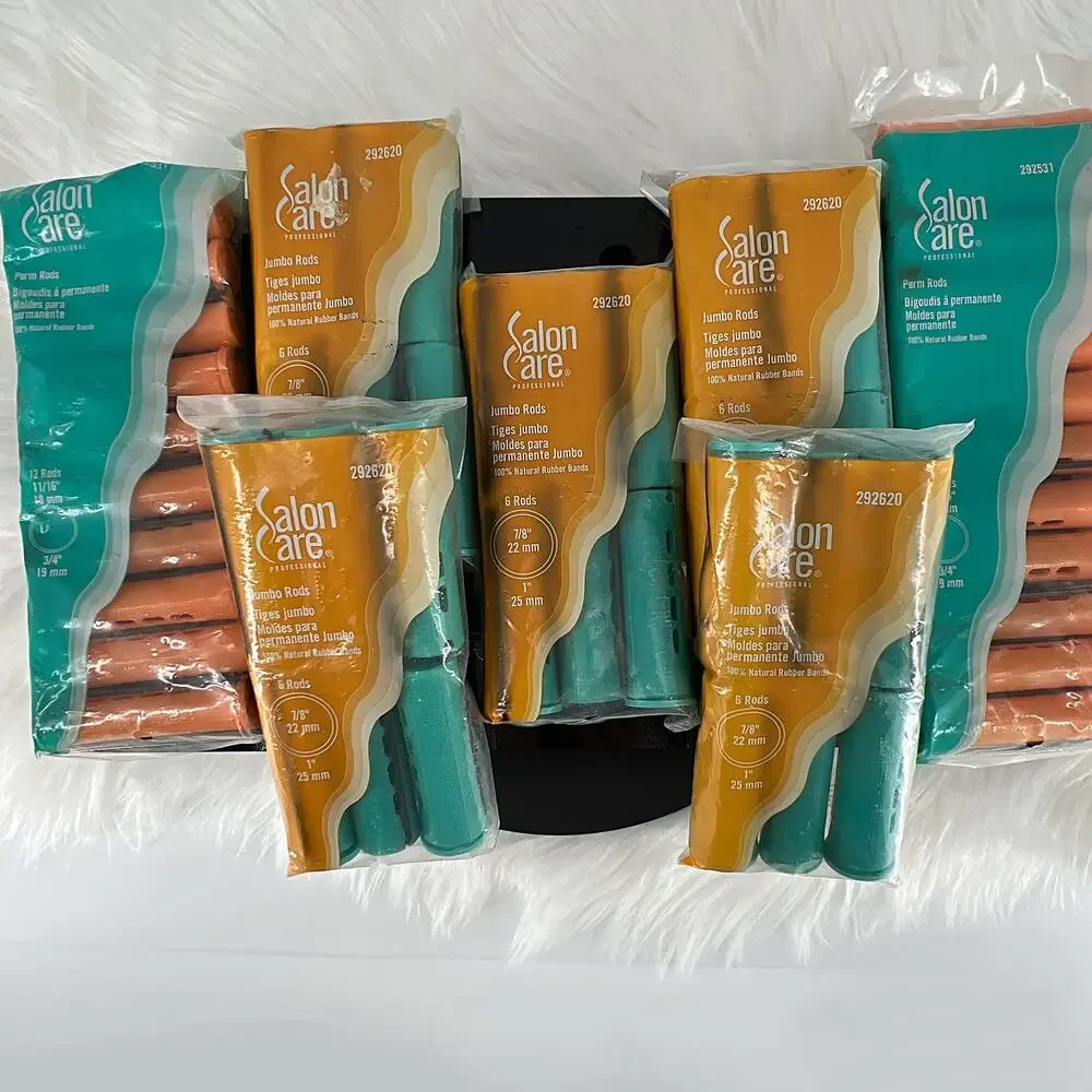 Salon Care Cold Wave Perm Rods New Factory Sealed lot Vintage - NOS Orange Blue